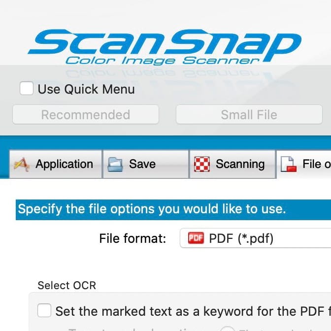 Screenshot of ScanSnap Manager V7