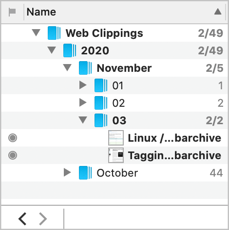 Gruppen in DEVONthink mit gespeicherten Clippings