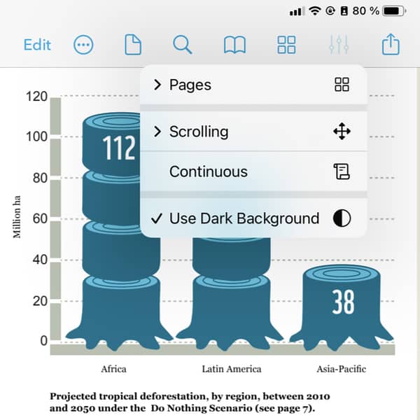 Screenshot showing DEVONthink To Go's document options menu.