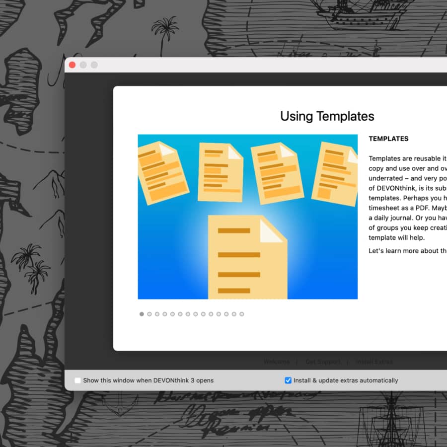 Screenshot showing tutorials in DEVONthink's support assistant.