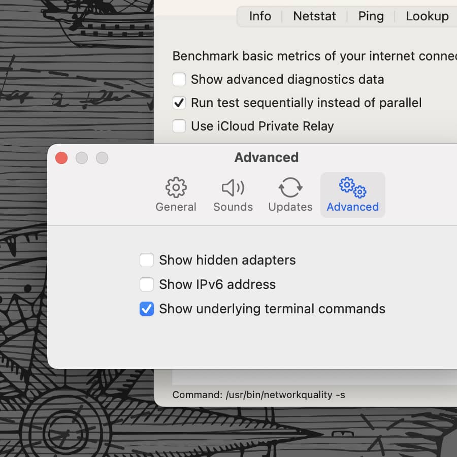 Screenshot of the Neo Network Utility main window and the settings window with the new IPv6 option.